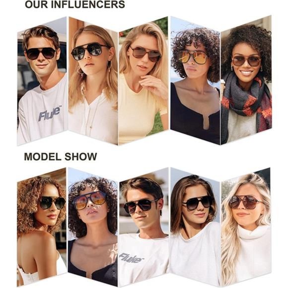 Retro Square Polarized Aviator Sunglasses Womens Mens 70s Vintage Sun Glasses - Picture 5 of 5